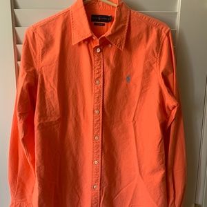 Orange Ralph Lauren. Size L Custom Fit 100% cotton ladies shirt